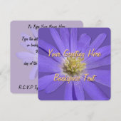 Aangepaste Paarse Daisy RSVP-kaart voor Daisy Invi Kaart (Voorkant / Achterkant)