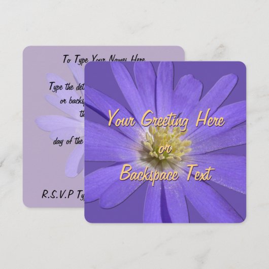 Aangepaste Paarse Daisy RSVP-kaart voor Daisy Invi Kaart (Voorkant / Achterkant)