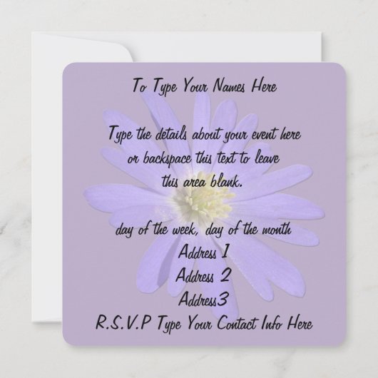 Aangepaste Paarse Daisy RSVP-kaart voor Daisy Invi Kaart (Achterkant)