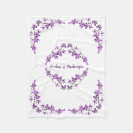 Aangepaste Paarse dendrobium Orchids Motif Fleece Deken