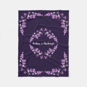 Aangepaste Paarse dendrobium Orchids Motif Fleece Deken