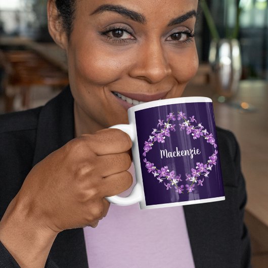 Aangepaste Paarse dendrobium Orchids Motif Koffiemok