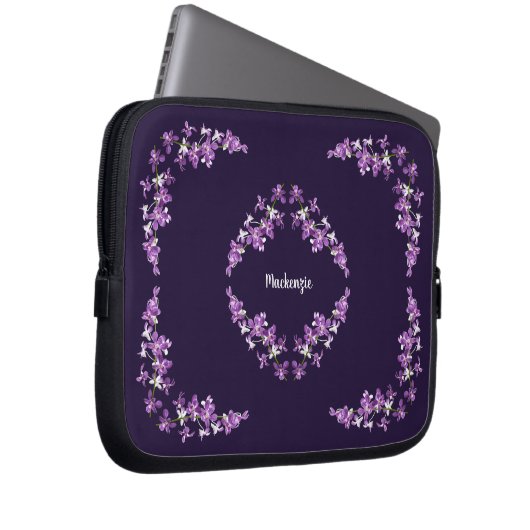 Aangepaste Paarse dendrobium Orchids Motif Laptop Sleeve (Voorkant Rechts)