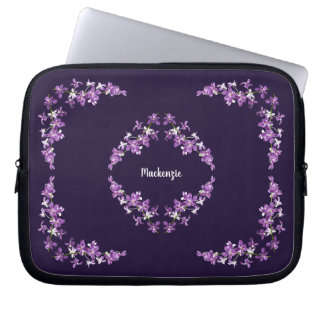 Aangepaste Paarse dendrobium Orchids Motif Laptop Sleeve
