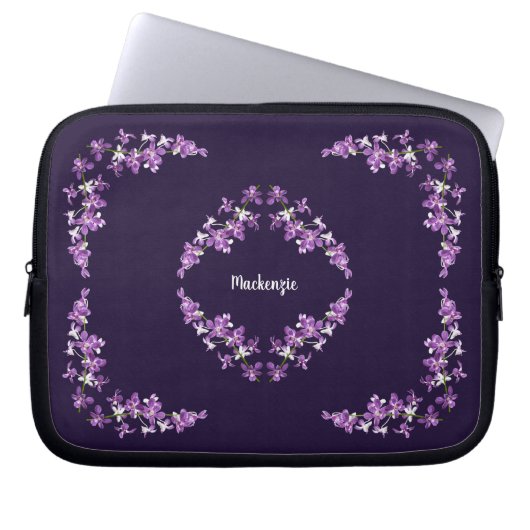 Aangepaste Paarse dendrobium Orchids Motif Laptop Sleeve (Voorkant)