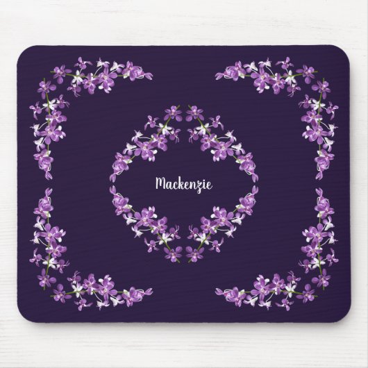 Aangepaste Paarse dendrobium Orchids Motif Muismat (Voorkant)