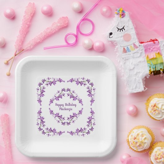 Aangepaste Paarse dendrobium Orchids Motif Papieren Bordje (Feest)