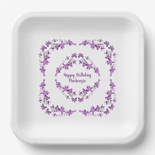 Aangepaste Paarse dendrobium Orchids Motif Papieren Bordje (Voorkant)