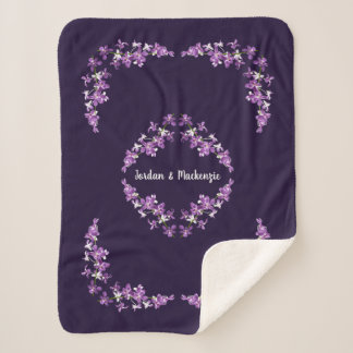 Aangepaste Paarse dendrobium Orchids Motif Sherpa Deken