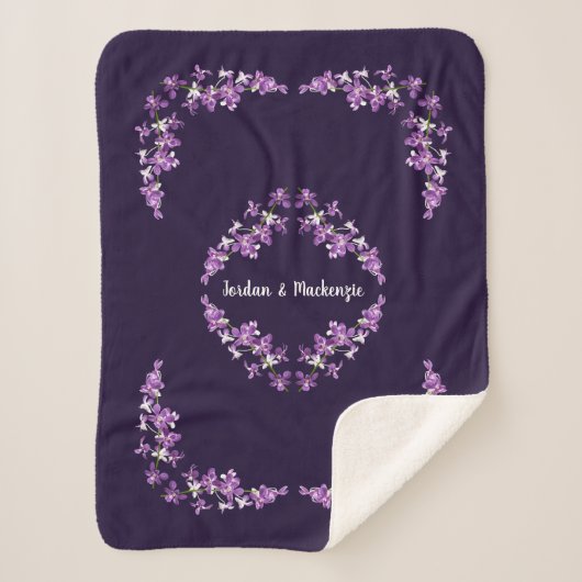 Aangepaste Paarse dendrobium Orchids Motif Sherpa Deken (Voorkant)
