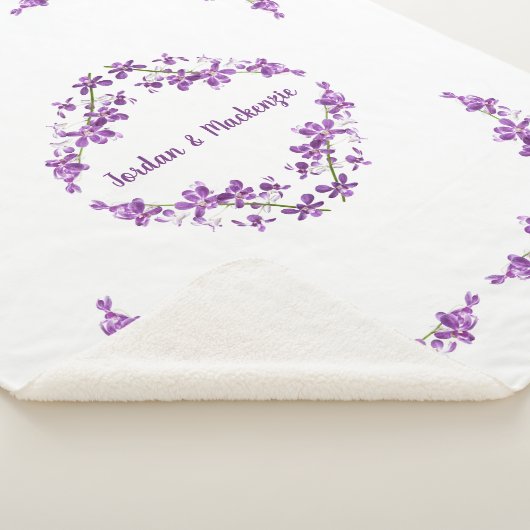Aangepaste Paarse dendrobium Orchids Motif Sherpa Deken (3/4)