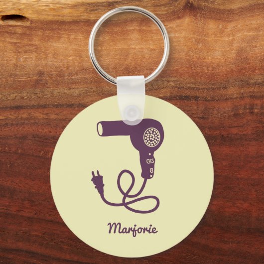 Aangepaste Paarse droogdroger met retro Sleutelhanger (Voorkant)