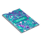 Aangepaste Paarse en blauwgroen marmervochtkunst N Notitieboek (Rechterzijde)