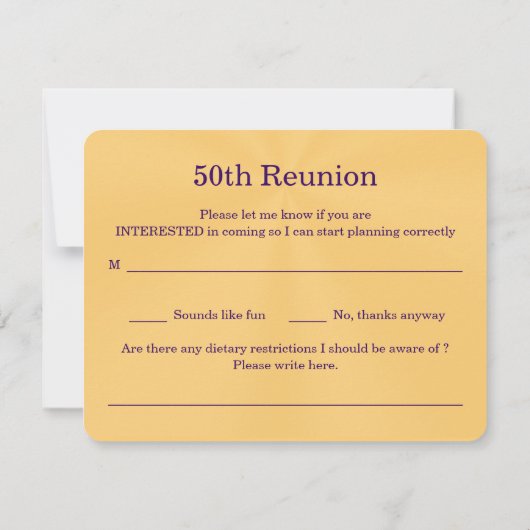 Aangepaste Paarse en Gold Class Reunion-kaart Kaart (Achterkant)