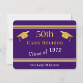 Aangepaste Paarse en Gold Class Reunion-kaart Kaart (Voorkant)