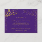 Aangepaste Paarse en Gold Leaf-ontvangst Informatiekaartje (Voorkant)