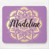 Aangepaste Paarse en gouden bloem Muismat (Voorkant)