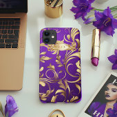 Aangepaste Paarse en gouden Monogram Telefoonhoes Case-Mate iPhone Case
