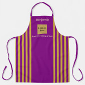 Aangepaste Paarse en gouden streep Schort (Voorkant)