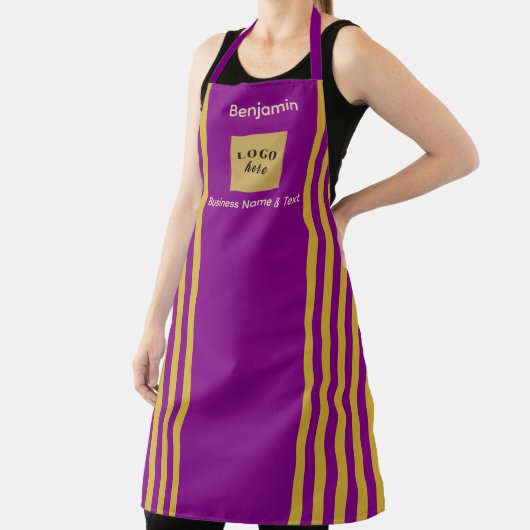 Aangepaste Paarse en gouden streep Schort (Insitu)