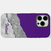 Aangepaste Paarse en grijze glitter Case-Mate iPhone Case (Achterkant (horizontaal))