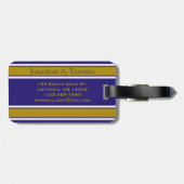 Aangepaste Paarse en oude Gold-sportStripes Bagagelabel (Achterkant horizontaal)