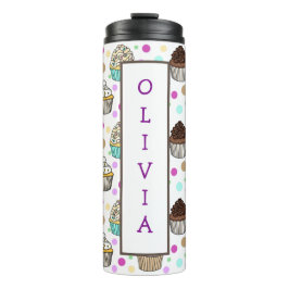 Aangepaste Paarse en roze koekjes Thermosbeker