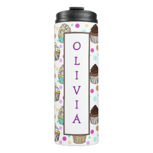 Aangepaste Paarse en roze koekjes Thermosbeker