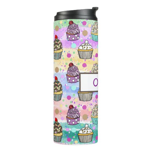 Aangepaste Paarse en roze koekjes Thermosbeker (Gedraaid links)