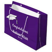 Aangepaste Paarse en witte Afstuderen Gefeliciteer Groot Cadeauzakje (Voorkant Gekanteld)