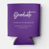 Aangepaste Paarse en Witte GraduPartij Blikjeskoeler (Voorkant)