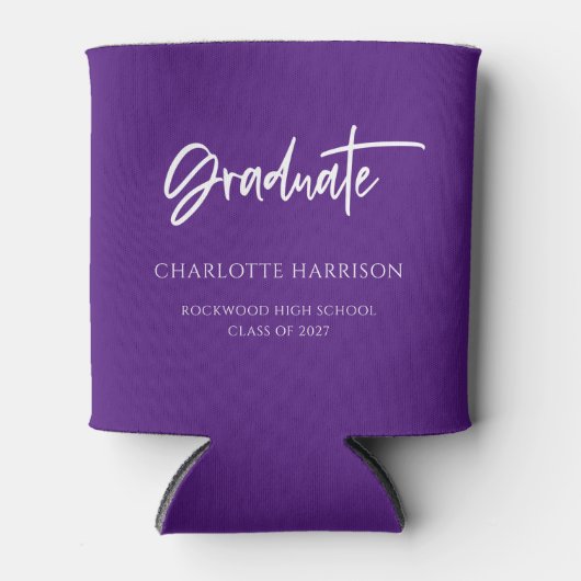 Aangepaste Paarse en Witte GraduPartij Blikjeskoeler (Voorkant)