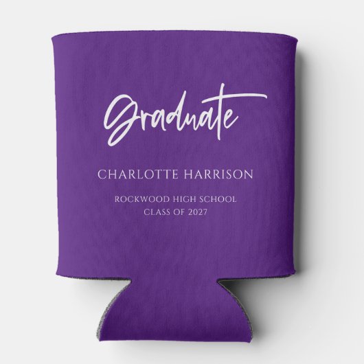 Aangepaste Paarse en Witte GraduPartij Blikjeskoeler (Achterkant)