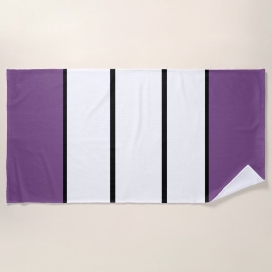 Aangepaste Paarse en witte strepen Strandlaken (Voorkant)