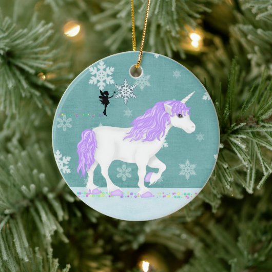 Aangepaste Paarse en witte unicorn en milt Keramisch Ornament (Boom)
