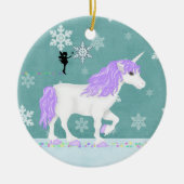 Aangepaste Paarse en witte unicorn en milt Keramisch Ornament (Voorkant)