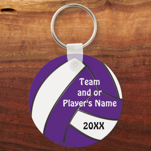 Aangepaste Paarse en witte volleybalSleutelhangers Sleutelhanger (Voorkant)