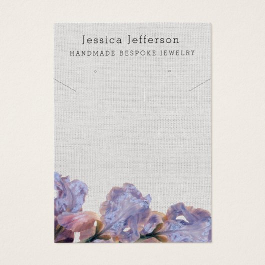 Aangepaste Paarse Floral Earring Jewelry Display C Visitekaartje (Voorkant)