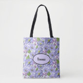 Aangepaste Paarse Floral Tote Bag (Voorkant)