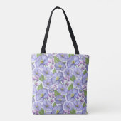 Aangepaste Paarse Floral Tote Bag (Achterkant)