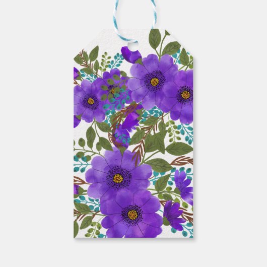 Aangepaste Paarse Floral Weddenschap Bedankt Cadeaulabel (Achterkant)