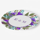 Aangepaste Paarse Floral Wedding Papieren Bordje (Gekanteld)