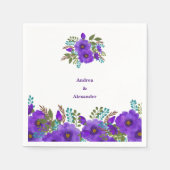 Aangepaste Paarse Floral Wedding Servet (Voorkant)
