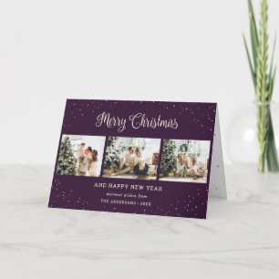 Aangepaste Paarse foto-inklage voor kerst Kaart