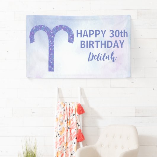 Aangepaste Paarse geboortedag in Cute Astrology Spandoek (Insitu)