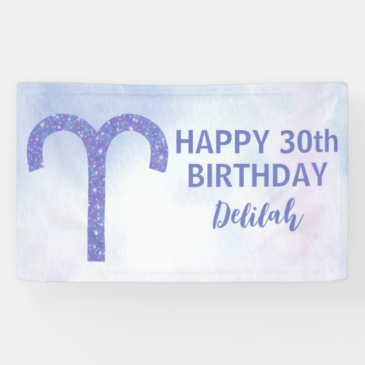 Aangepaste Paarse geboortedag in Cute Astrology Spandoek (Horizontaal)