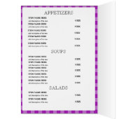 Aangepaste paarse geruite restaurantmenukaart (Binnen (Links))