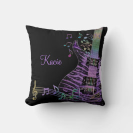 Aangepaste Paarse gitaar met regenboognotities Kussen