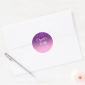 Aangepaste Paarse Glitter Drip Happy Birthday Ronde Sticker (Envelop)