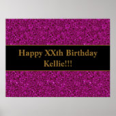 Aangepaste Paarse Glitter met bericht Verjaardag P Poster (Voorkant)